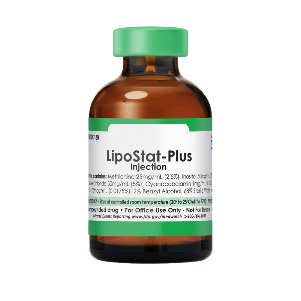 Lipostat-Plus -methionine 25mg, inositol 50mg, choline 50mg, B6 175mcg, Cyanocobalamin 1mg