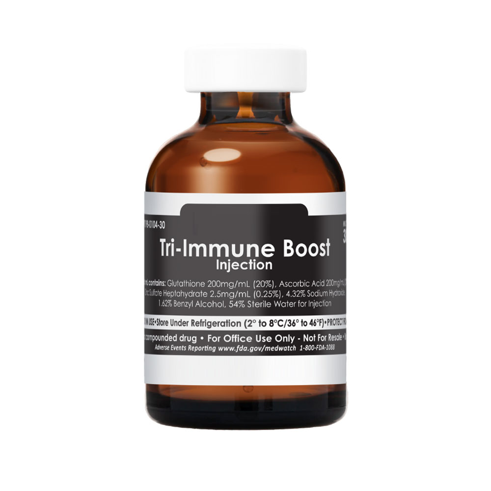 Tri-Immune Boost -Ascorbic Acid 200mg/ml, Glutathione 200mg/ml, Zinc Sulfate 2.5mg/ml